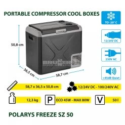 Frigo Congelatore Portatile Brunner Polarys Freeze SZ 50 -Negozio Da Campeggio frigo congelatore portatile brunner polarys freeze sz 50 bivalente compressione 18