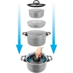 Pentole Brunner Fusion 7+1 Ø 22 11 Pentole Brunner Fusion 7+1 Ø 22 -Negozio Da Campeggio pentole brunner fusion 71 o 22 chiusura magnetica fondo ceramica antiaderente gas elettrico induzione 3